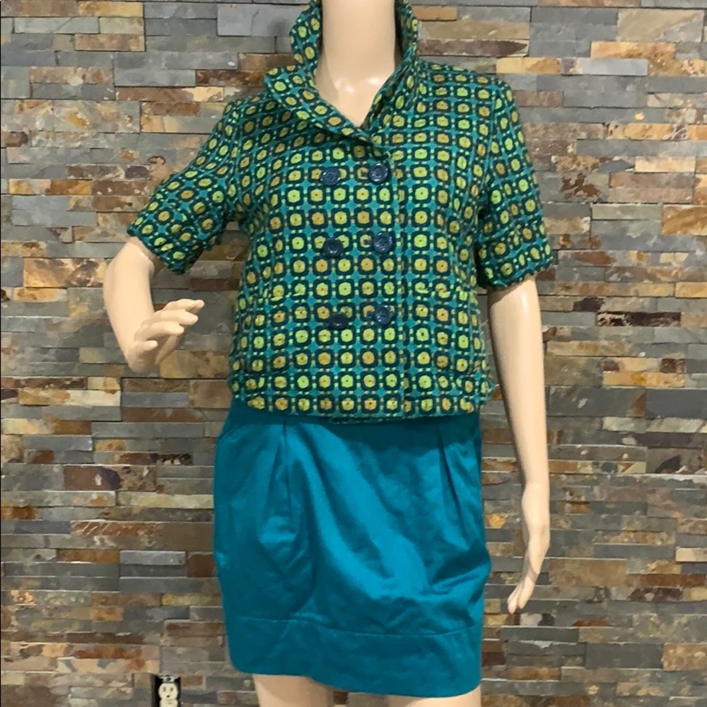 Anthropologie Tulle green print jacket